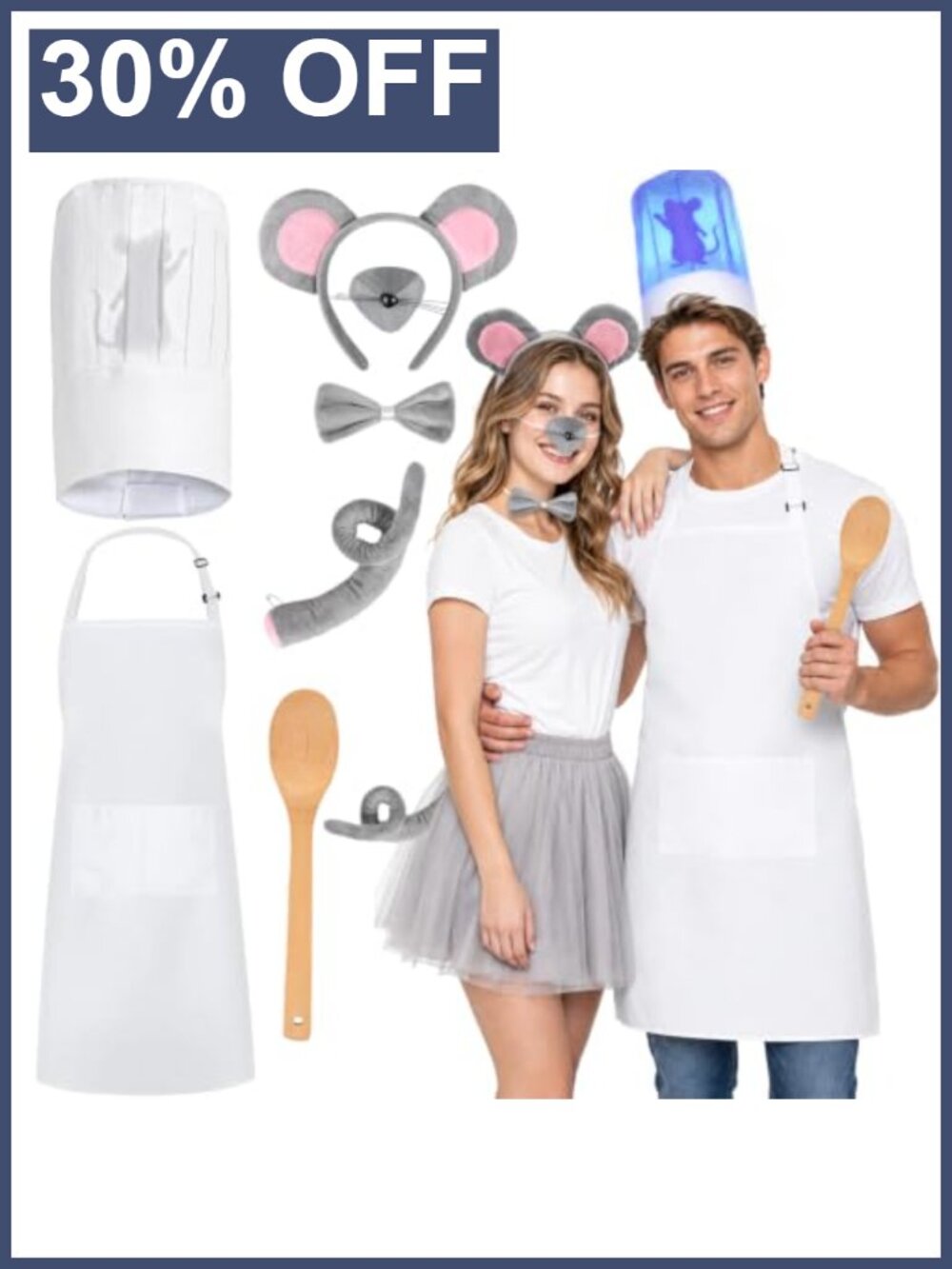 Couple Mouse Chef Costume Accessory Set Adult Halloween Cosplay Kit
